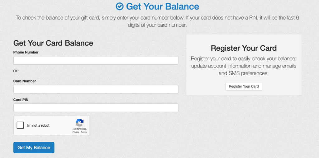 Gift Card Balance Check